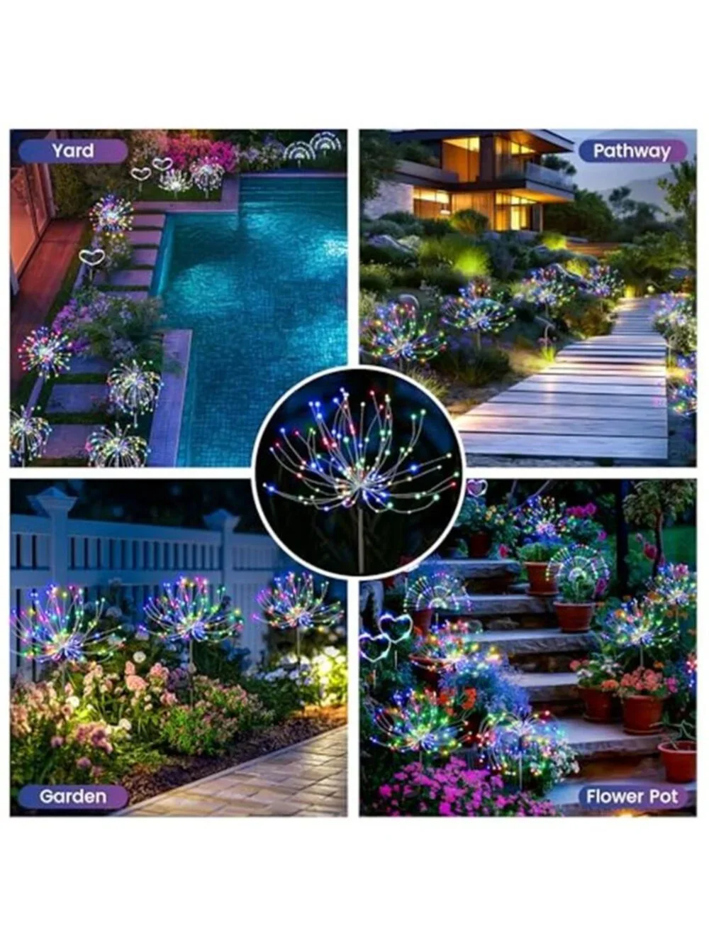 PEVOROS Garden Decor Solar Lights Outdoor,120LED Waterproof Colorful Solar